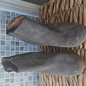 Grey suede booties